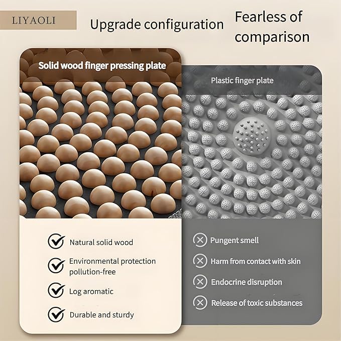 LIYAOLI Wood Foot Massager Mat - Portable Acupressure Pad for Pain Relief, Foldable Pressure Point Relief Tool, Home Spa Therapy Foot Massage Board, Ideal Gift for Seniors