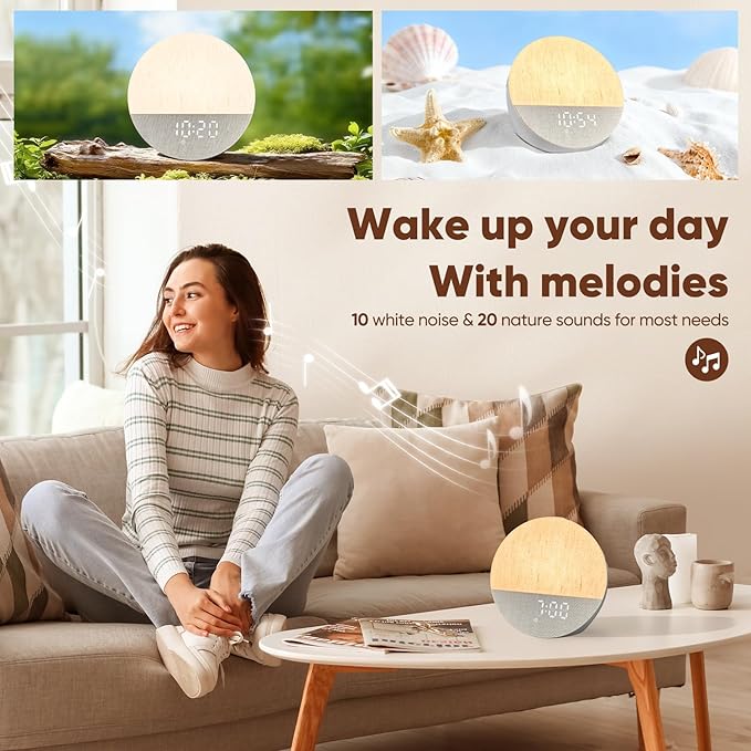 Stillstorm Sunrise Alarm Clock, Sound Machine, Fabric Dimmable Night Light for Heavy Sleepers, White Noise Machine for Baby, Single Alarm Function 30 Sleep Sounds, Wake Up Light with 17 Effects