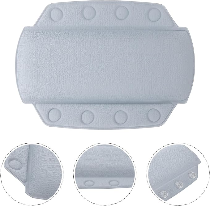 Zerodeko Supple Bath Pillow for Tub, Medium Size Foam Bathtub Headrest Cushion with Suction Cups, Comfortable Spa Pillow for Bathroom Relaxation