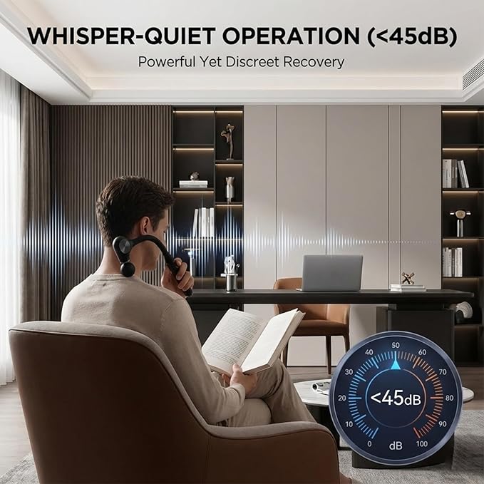 Deep Tissue Percussion Massage Gun with 12mm Penetration and 5-Speed Levels - 4 Heads and Extension Handle for Back Muscle & Neck/Shoulder Pain Relief - Lightweight Portable for Home Gym