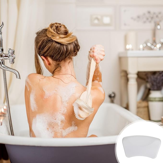 Zerodeko Bathtub Pillow Neck Cushion Soft Pu Spa Bath Pillow White with Suction Cups for Adult Tub Soaking and Home Shower Head Support