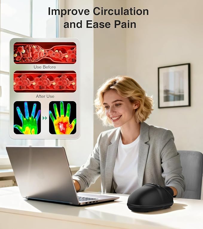 Medcursor Hand Massager - Hand Massager with Heat and Compression for Carpal Tunnel and Stiff Joints, Pain Relief from Wrist to Palm and Finger, Gifts for Women Men (Rechargeable)