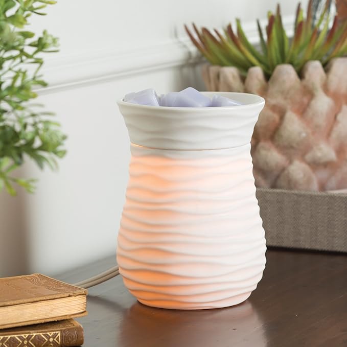Candle Warmers ETC. Illumination Fragrance Warmer- Light-Up Warmer for Warming Scented Candle Wax Melts and Tarts or to Freshen Room, White Harmony