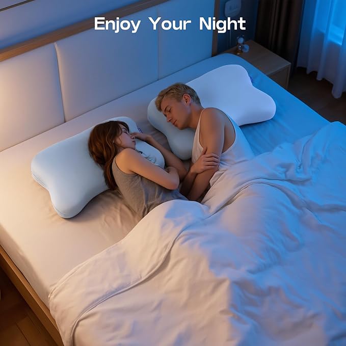 Side Sleeper Pillow - Patented Cervical Neck Pillow for Sleeping with Cooling Cover - High Loft Heavy Density Memory Foam Pillows for Side Sleepers & Broad Shoulders Adults (Grey)