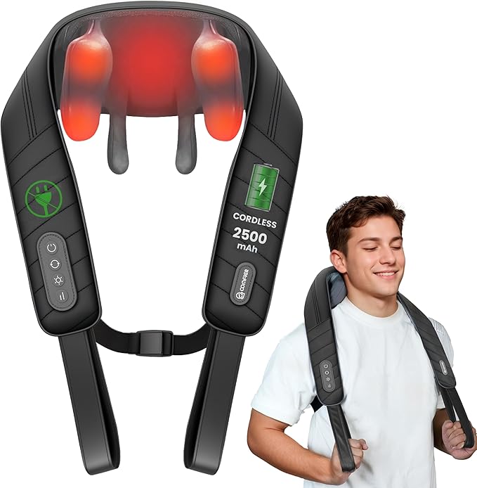 COMFIER Cordless Neck Shoulder Massager with Heat, Shiatsu Neck Back Massage for Pain Deep Tissue, 4D Kneading, Gifts for Dad Mom