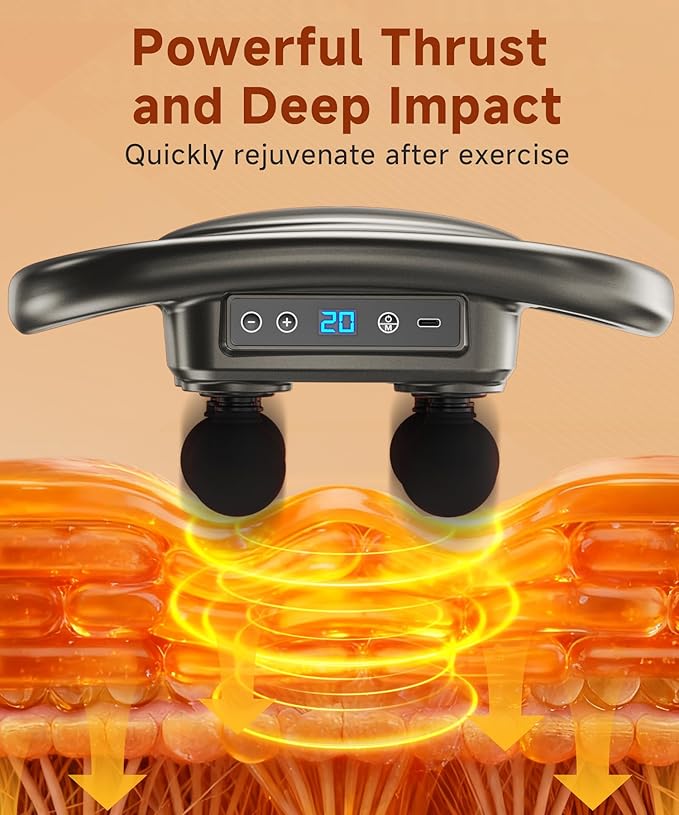 AERLANG Massage Gun Deep Tissue 6 Head Muscle Massager,Back Massager for Pain Relief,Percussion Massage Tool Handheld Messager with 9 Levels & 4 Modes Christmas Gifts White Elephant Gifts for Adults