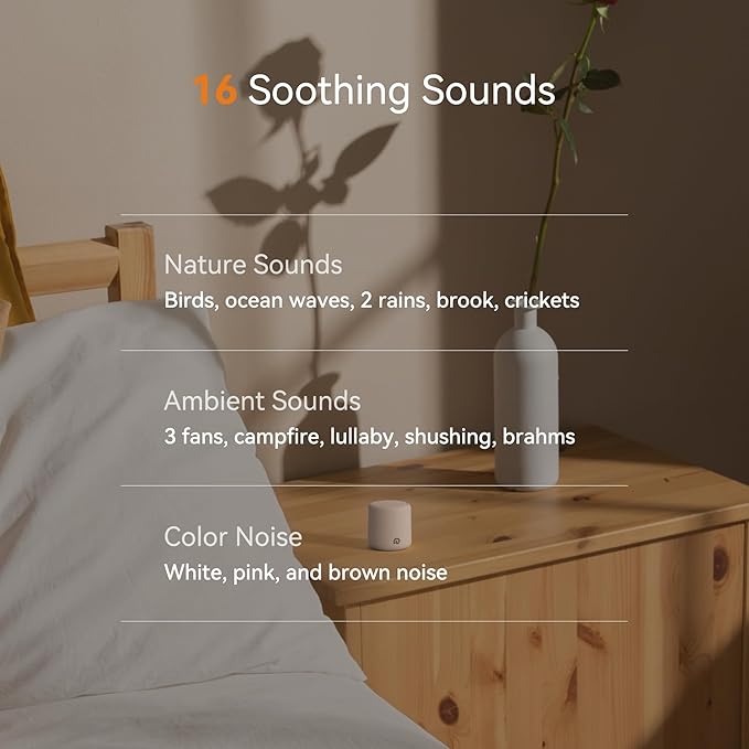 Dreamegg Travel White Noise Machine - Portable Sound Machine for Baby Adults, Travel Sound Machine for Sleep, 16 Nature Sound, Timer, White Noise Machine for Sleeping Gift, Pink