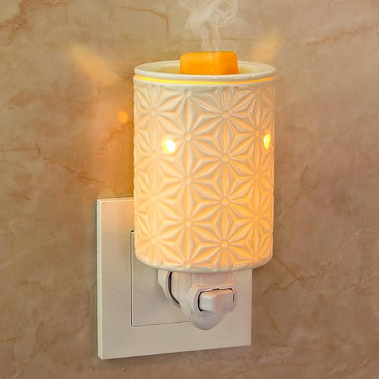 STAR MOON Ceramic Wax Melt Warmer, Plug in Wax Warmer for Scented, Scentsy Wax Warmer for Fragrance Oil, Night Light Wax Burner Decoration with Two Bulbs