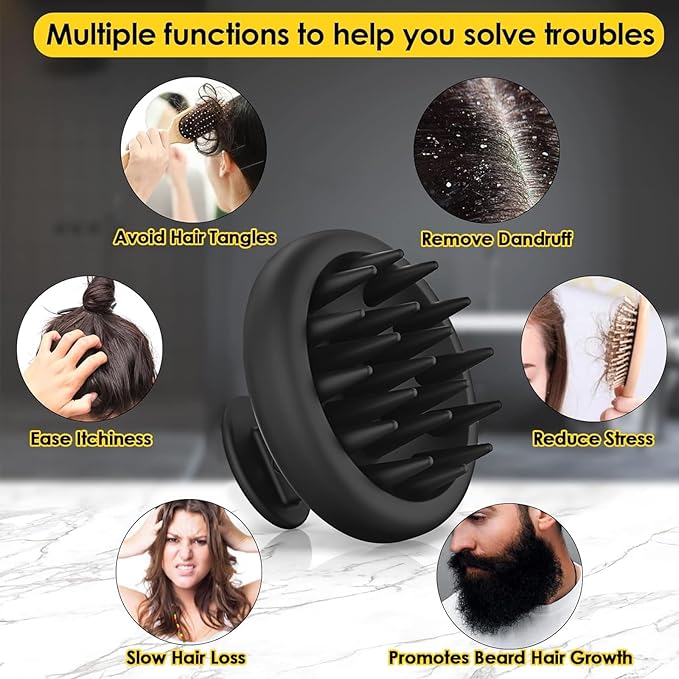 MZEL Silicone Scalp Massager Shampoo Brush for Hair Growth, Beard Brush for Men, Face & Beard Scrubber Exfoliator, Wet Dry Shower Head Scalp Massager for Exfoliating Dandruff, Gifts for Him Father
