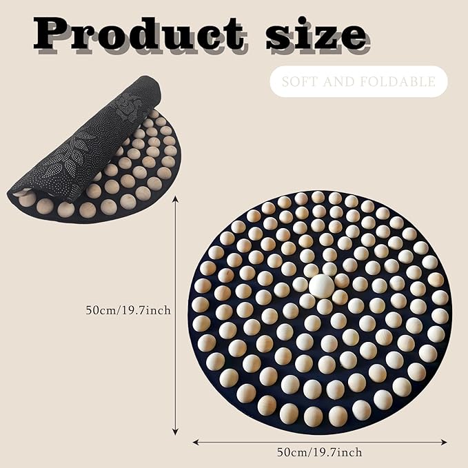 LIYAOLI Wood Foot Massager Mat - Portable Acupressure Pad for Pain Relief, Foldable Pressure Point Relief Tool, Home Spa Therapy Foot Massage Board, Ideal Gift for Seniors