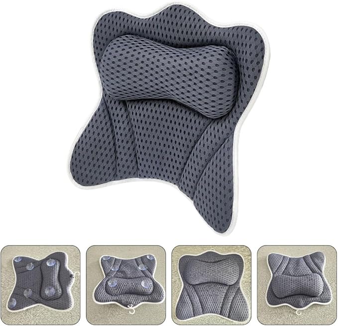 Zerodeko Bathtub Pillow with 6 Suction Cups Mesh Bath Tub Pillow Headrest Neck Support for Soaking Tub Spa Relaxation Bathroom Accessory