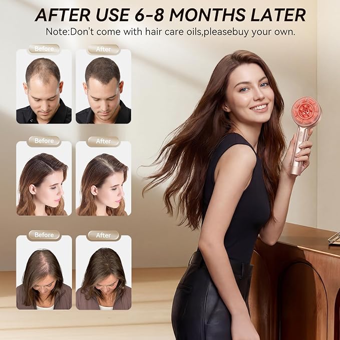 Scalp Massager Hair Growth, Electric Scalp Massager Brush with EMS & Hair Oil Applicator 3-in-1, IPX7 Waterproof Head Massager Scalp for Shampoo & Home Use