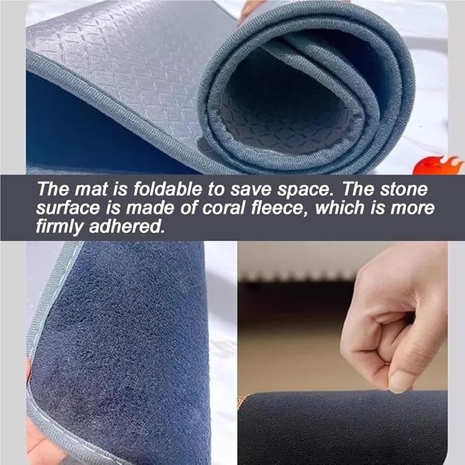 Foot Massage Mat, Rock Mat for Feet, Stone Foot Acupressure Mat with Coral Fleece and Pebbled Design for Relaxation and Health(C)