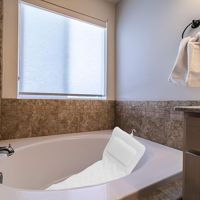 Zerodeko Bathtub Pillow with Suction Cups, Large 3D Breathable Mesh Bath Cushion with Head and Neck Support, Non-Slip Tub Pillow for Relaxing Spa and Bathing