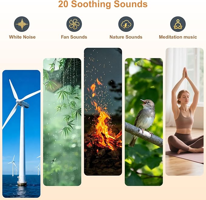 Sound Machine Alarm Clock with Sunrise Gentle Wake-Up Light, White Noise Machine with 20 Soothing Sounds for Sleeping, Dual Alarms, Snooze, Timer, Dimm Night Light for Bedroom, Women's Day Gifts