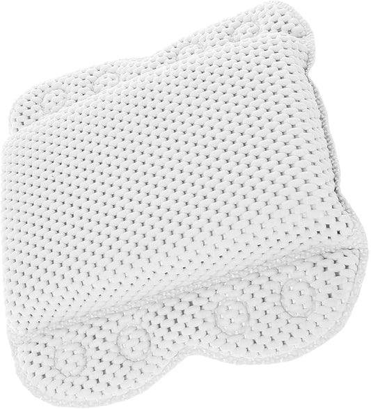 Bath Pillow for Tub with Head Support and Non-Slip Suction Cups, White PVC Foam Bathtub Pillow for Spa, Hotel, and Home Use, Relaxing Soaking Cushion for Neck and Head Rest