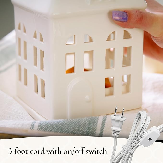 Candle Warmers Etc. Porcelain House Canopy Fragrance Warmer – Use with Any Wax Melts