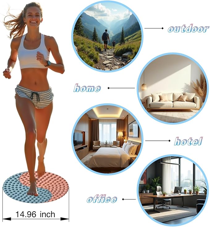 Foot Massager Mat, Yinyang Balance Tai ji Bagua Pattern with Magnetic Therapy, Acupressure Reflexology Mat for Daily Foot Relaxation and Pain Relief, Pink and Blue