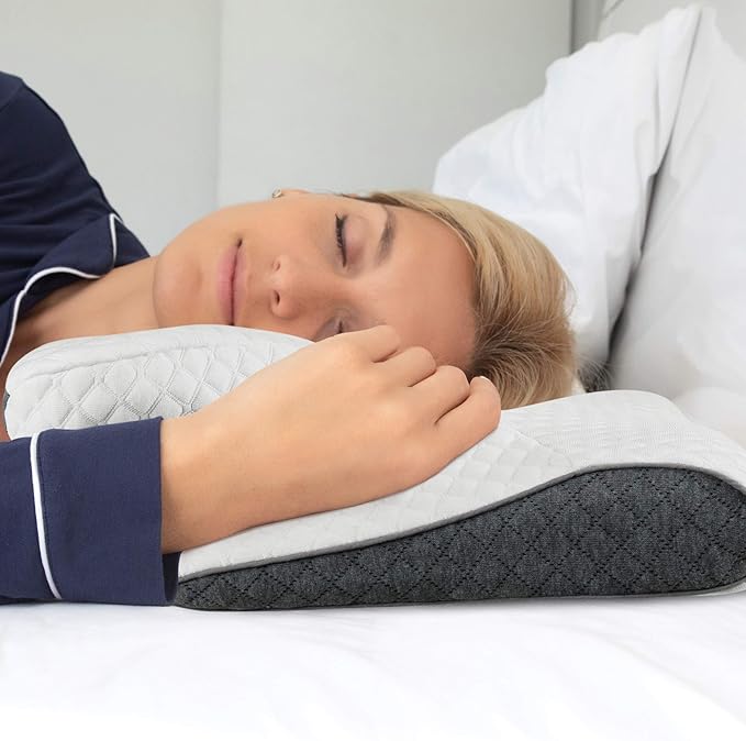 Charcoal Pillow for Neck and Shoulder Pain Relief – Bamboo Charcoal Memory Foam Cervical Pillow with Orthopedic Contour Support & Ventilated Cover – for Side, Back & Stomach Sleepers + Free Eye Mask