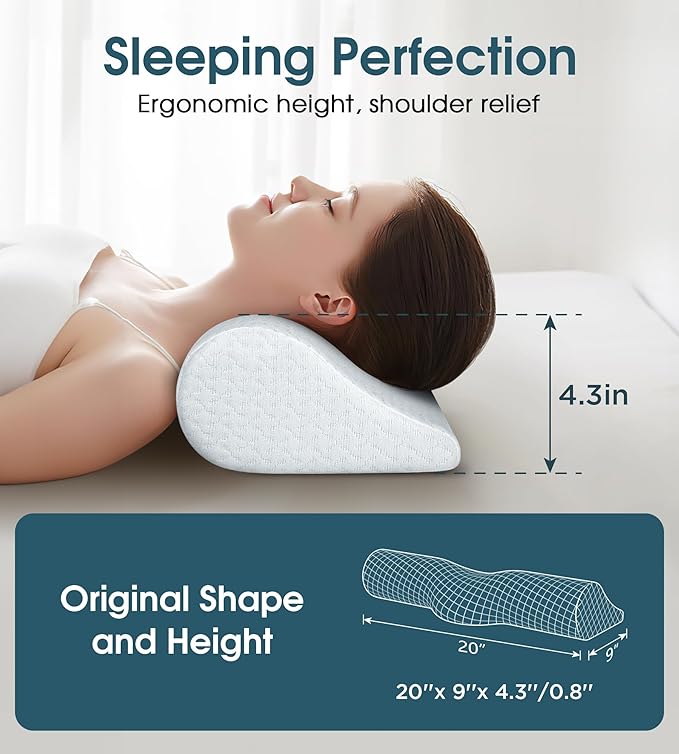 Demelon Cervical Neck Pillows for Pain Relief Sleeping, High-Density Memory Foam Pillow Neck for Bolster Support and Shoulder Relaxer, Decompression Devices Orthopedic Roll Pillow for Bed Office