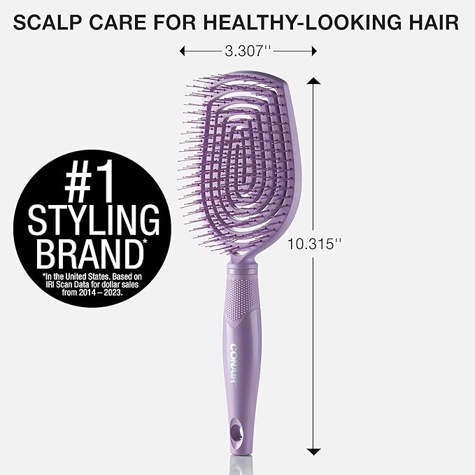 Conair Scalp Care Detangling hairbrush - Curly Hair Brush - Scalp Massager - hairbrushes for women & men - detangler for all lengths - can use wet or dry - Paddle