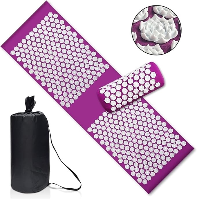 Upgrade Long Nonslip Acupressure Cushion Sensi Massage Mat Kuznetsov's applicator Relieve Back Pain Foot Massager Fitness Pilate(Update3pc Purple)