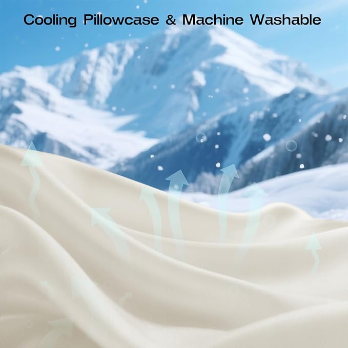 Side Sleeper Pillows - Patented Cervical Neck Pillow for Sleeping with Cooling & Removable Cover- High Loft Heavy Density Memory Foam Pillow for Side Back Sleepers (Beige)