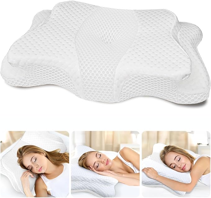 Memory Foam Pillow, Cervical Pillow for Neck and Shoulder Pain Relief, Ergonomic Contour Bed Pillow, Soft for Side Sleep Stomach Sleeping and Back Sleeper