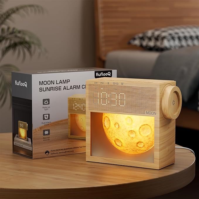 Sound Machine Alarm Clock with Sunrise Gentle Wake-Up Light, White Noise Machine with 20 Soothing Sounds for Sleeping, Dual Alarms, Snooze, Timer, Dimm Night Light for Bedroom, Women's Day Gifts