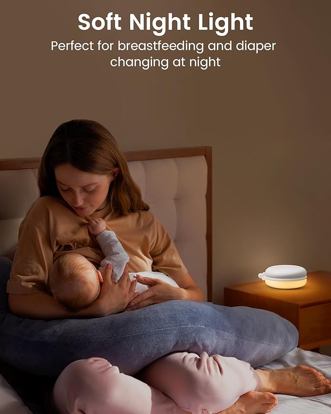 Glocusent 3-in-1 Portable Baby Sound Machine, White Noise Machine for Sleeping, Night Light & Phone Connected Speaker 34 Sounds Timing Function 1000mAh Large Battery Designed for Travel