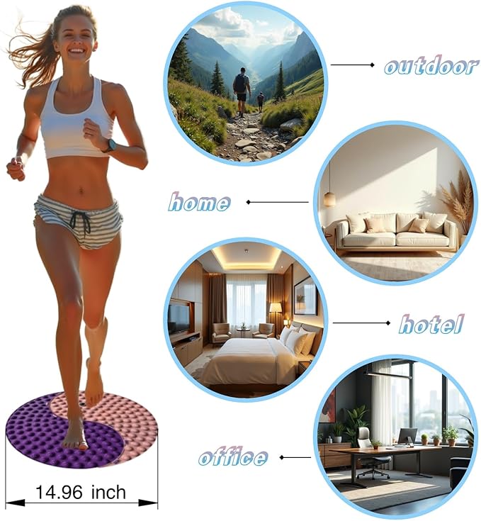 Foot Massager Mat, Yinyang Balance Tai chi Bagua Pattern with Magnetic Therapy, Acupressure Reflexology Mat for Daily Foot Relaxation and Pain Relief, Pink and Purple