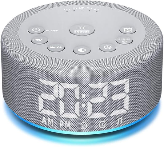 【3 in 1】 White Noise Machine with 27 Sleeping Sounds for Baby Kids Adults Sound Machine Alarm Clock Night Light Timer Memory Function 32 Level Volume Auto Off Digital Clock with 30 Wake Up Sounds