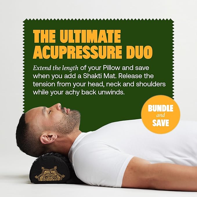 ShaktiMat Classic Acupressure Neck Pillow, Level 2 Intensity in Black, Sustainable & Durable, Relieves Stress & Tension, Promotes Relaxation & Focus