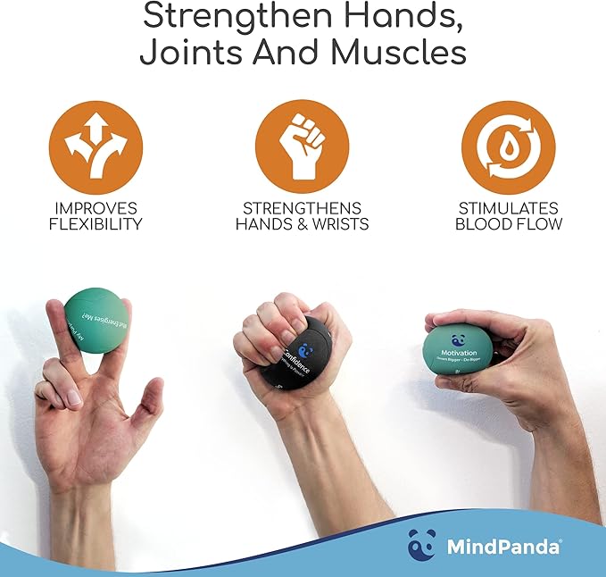 Mind & Body Stress Balls for Adults - Multi-Density Squeeze Balls for Hand Therapy & Grip Strengthening - Stress & Anxiety Relief - Soft to Triple Density Options