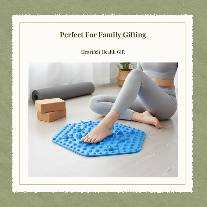 Acupressure Mat for Foot Massage, Foldable Yoga Mat for Living Room and Gym, Hexagon Blue Timer