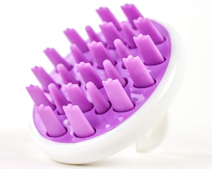 Zyllion Scalp Massager Dandruff Brush - For Exfoliating Treatment, Shampoo Scrubbing, and Hair Growth (Purple)
