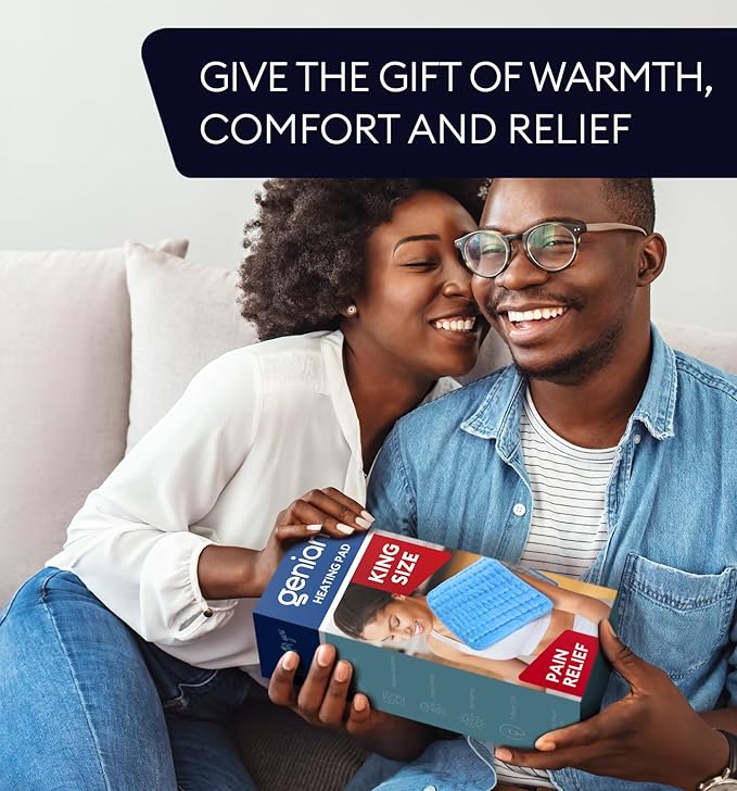 GENIANI Electric Heating Pad for Back Pain & Cramps Relief, Electric Throw, Auto Shut Off, Machine Washable, Moist Heat Pad for Neck & Shoulder - Valentines Day Gifts for Her, 12x24 Electric Blue