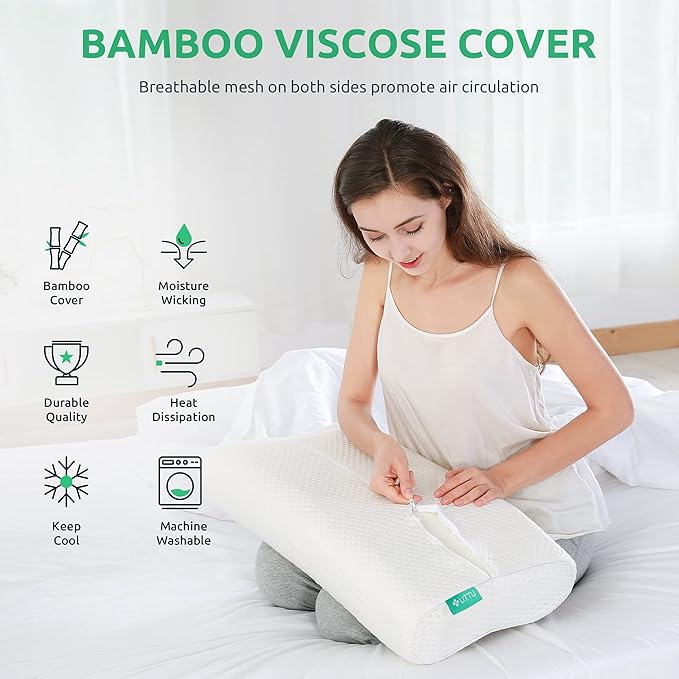 UTTU Cervical Pillow for Neck Pain Relief, Memory Foam Neck Pillow for Sleeping, Adjustable Orthopedic Sandwich Pillow, Contour Cooling for Side Back Stomach Sleeper, King(27.6"×15.7"×5.2"/4.5")