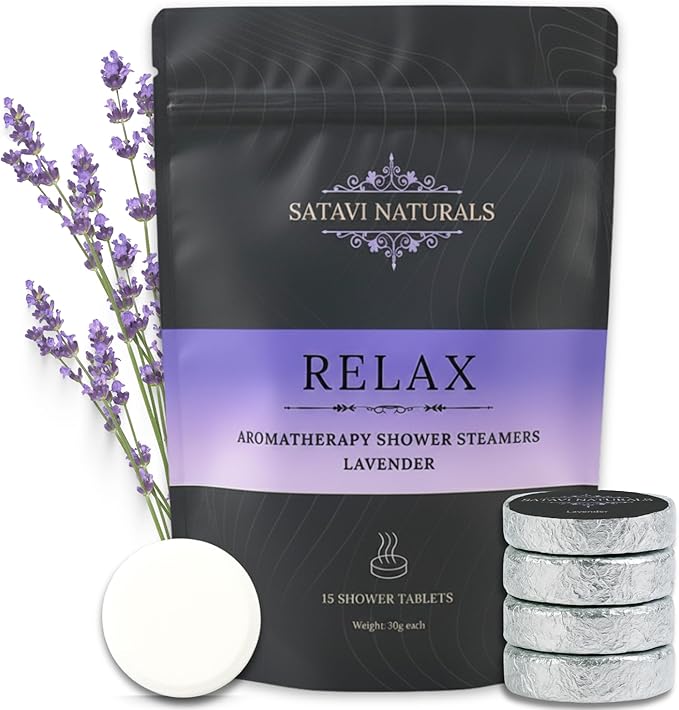 Lavender Shower Steamers (15-Pack) - Aromatherapy Valentine’s Day Gifts for Her - Natural Essential Oil Spa Tablets for Relaxation & Stress Relief