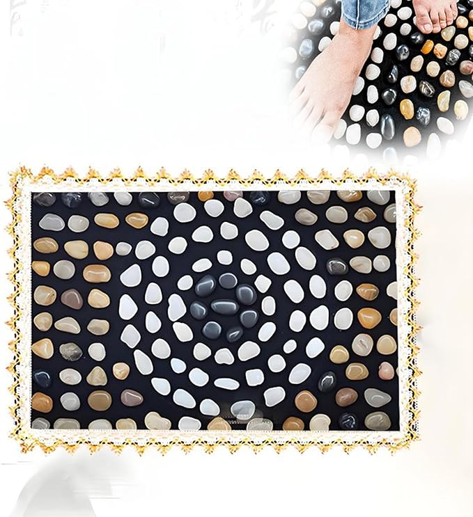 LIYAOLI Reflexology Foot Massager Mat - Acupressure Pebble Pad for Stimulating Blood Flow, Pain Relief & Relaxation for Office and Home Use (15.7" x 23.6")