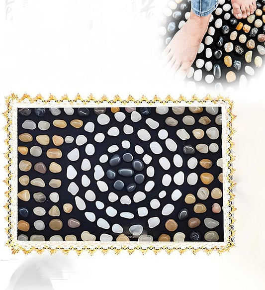 LIYAOLI Reflexology Foot Massager Mat - Acupressure Pebble Pad for Stimulating Blood Flow, Pain Relief & Relaxation for Office and Home Use (15.7" x 23.6")