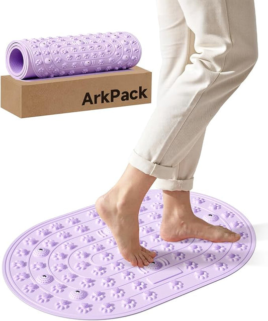 Foot Massage Mat,Cat Paw Pattern Foldable Bathtub Mat Non-Slip Acupressure Mats Pad Comfort Foot Pressure Point Mat for Bathroom,Standing Desk Pad,Stress Relief,Arch & Heel Pain - Purple