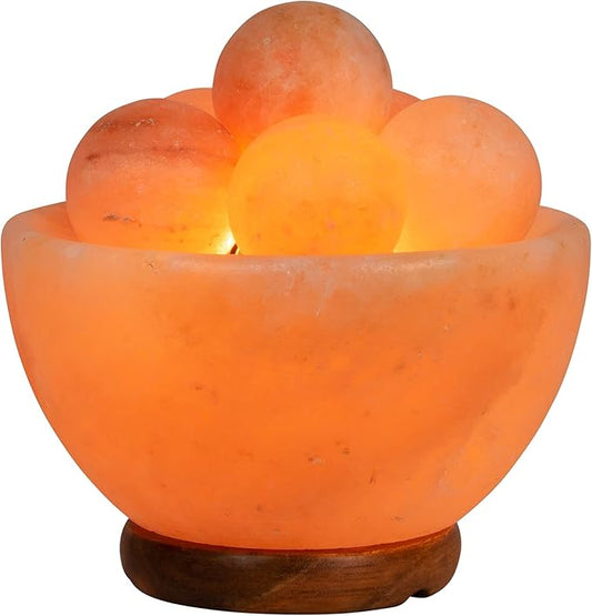 Spantik Himalayan Fire Bowl Salt Lamp with 6 Massage Balls Premium Quality Authentic from Pakistan