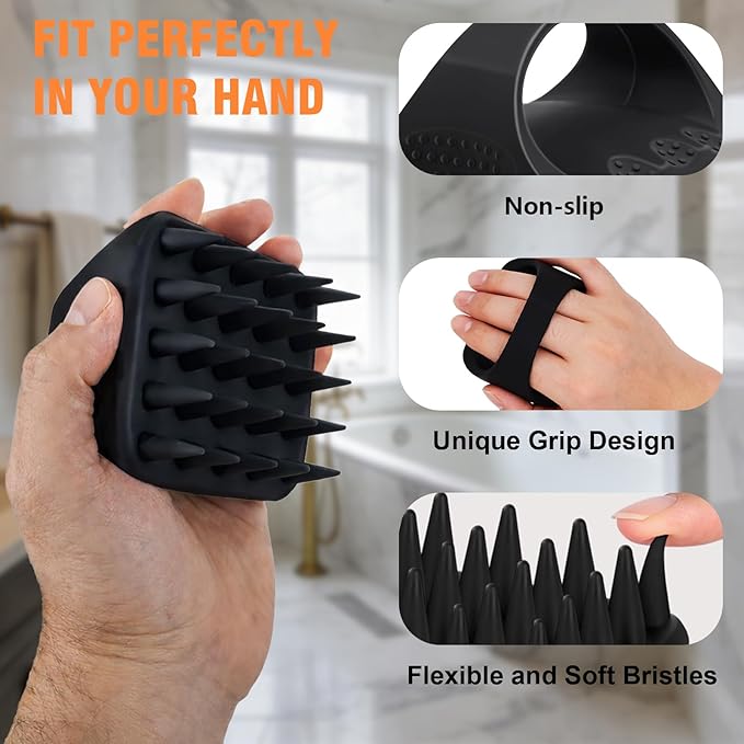 Scalp Massager Shampoo Brush, Scalp Scrubber for Dandruff & Build Up, Scalp Massager Hair Growth - 100% Silicone, Plastic Free