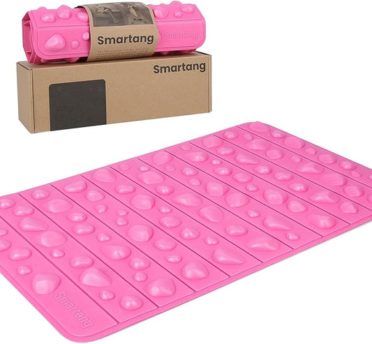 Smatrang High Elasticity Foot Acupressure Mat,Foldable Particle Foot Massager Mat,Foot Pressure Point Pad Mat,Foot Massage Pad for Relieve Foot Pain,Relieve Fasciitis (Pink, 12 * 20in)