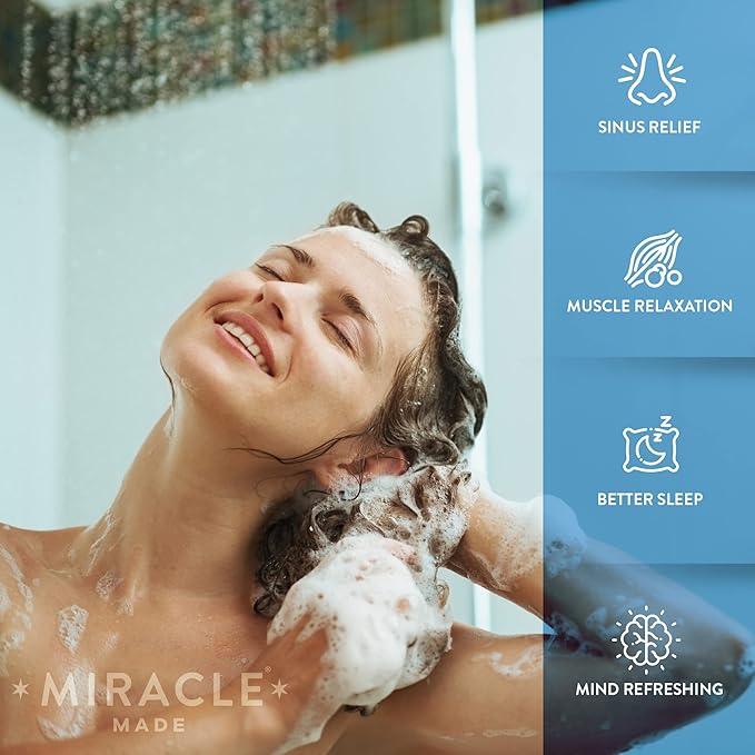 Miracle Made Mint Aromatherapy Shower Steamers – Essential Oil Scented Shower Bombs for Refreshing, Revitalizing Self-Care – 15 Shower Melt Tablets