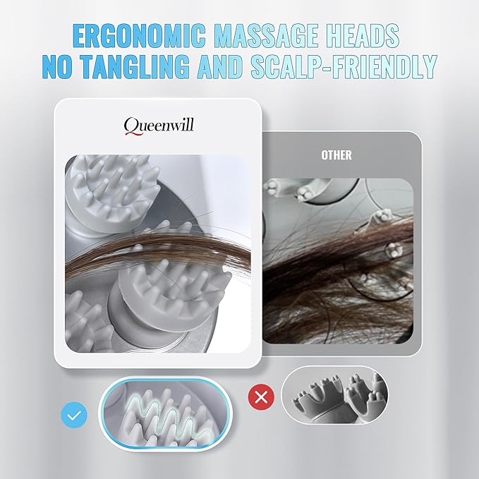 Electric Scalp Massager, Cordless Hair Scalp Massager Portable Head Scratching Massager with 4 Modes Vibration Comb for Hair Growth, Deep Cleansing and Stress Relaxation