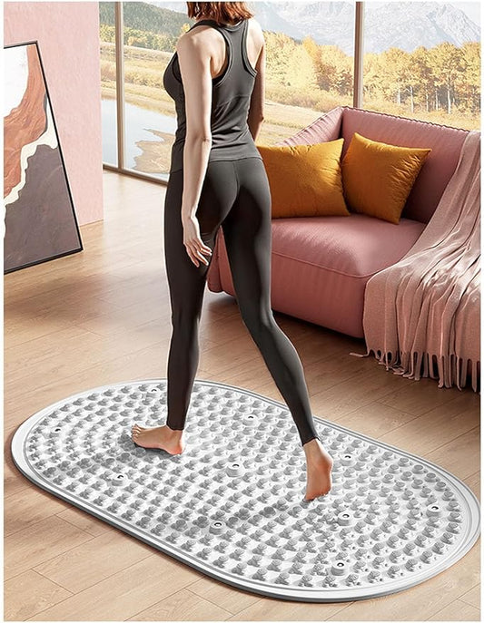 Foot Massage Mat, Soft Silicone Foot Acupressure Mats with Magnetic Therapy Pressure Point Mat Reflexology, Portable Rock Mat for Feet Fatigue Relief for Very Slow Jogging in Place(Gray,76x45cm)