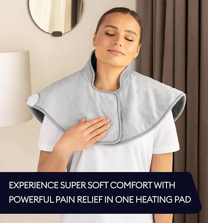 GENIANI Electric Throw - Heating Pad for Neck and Shoulders, Large Heated Pad for Neck Pain, Shoulder Heating Wrap with 4 Auto Shut-Off, 6 Heat Settings, Pain Relief - 22"x24"