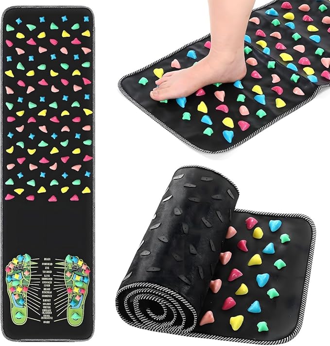 Foot Massage Mat – Reflexology Acupressure Mat with Pressure Point Chart for Stress Relief & Relaxation (68.9 x 13.78 Inches)